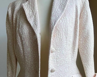 Vintage Rosa Jacquard Couture Blazer - Maßgeschneiderte belgische Designerjacke
