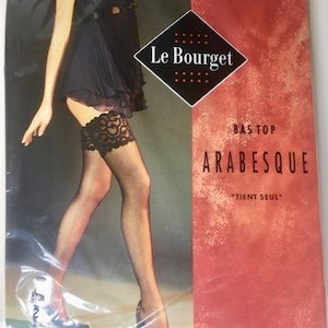 Gorgeous Vintage Le Bourget luxury black hold ups, Parisian made, French hold ups, Vintage Women&#39;s Stockings with lace Top, sheer appearance