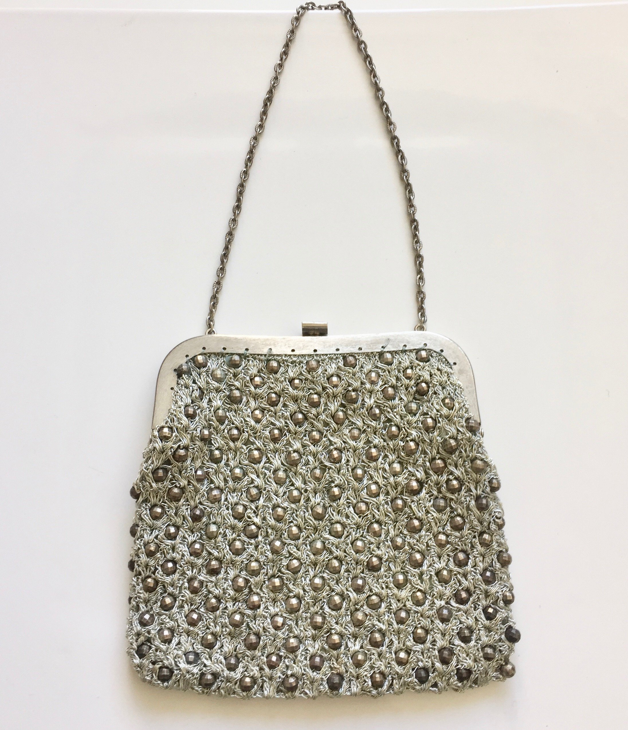 silver clutch bag with handle