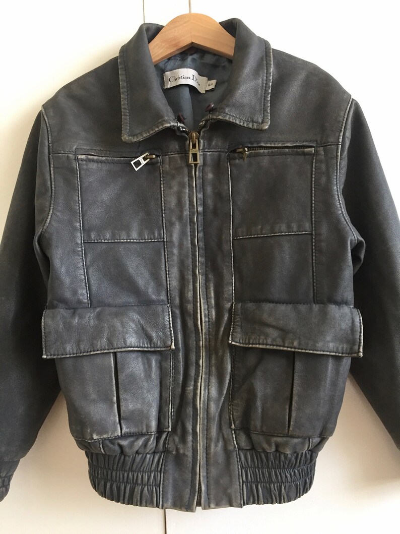 Retro style kids Christian Dior kids grey leather jacket Etsy