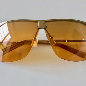 Gold Tone Loewe Sunglasses for Women, Aviator metal sunglasses, Loewe Sunglasses SLW068 CoL 390, Retro Sunglasses,  Accessories, Eyewear