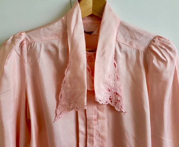 Vintage pink shirt with puff sleeves and supersiz… - image 7