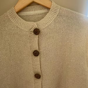 Vintage French Cream Knit Cardigan • Textured Wool • Ornate Buttons • Soft Structured Layering Piece