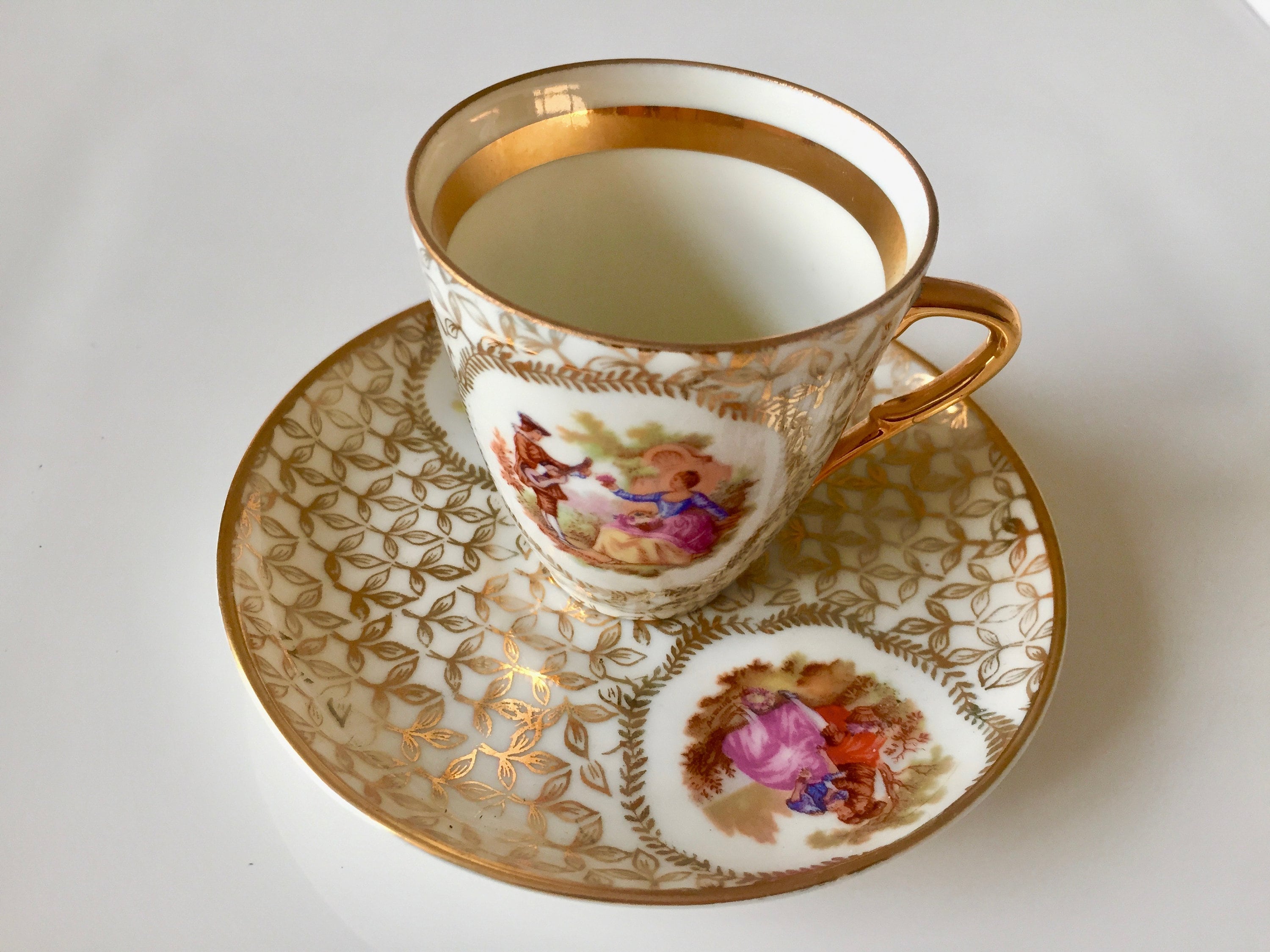 Vintage Limoges Demitasse Cup & Saucer • Romantic Gilt