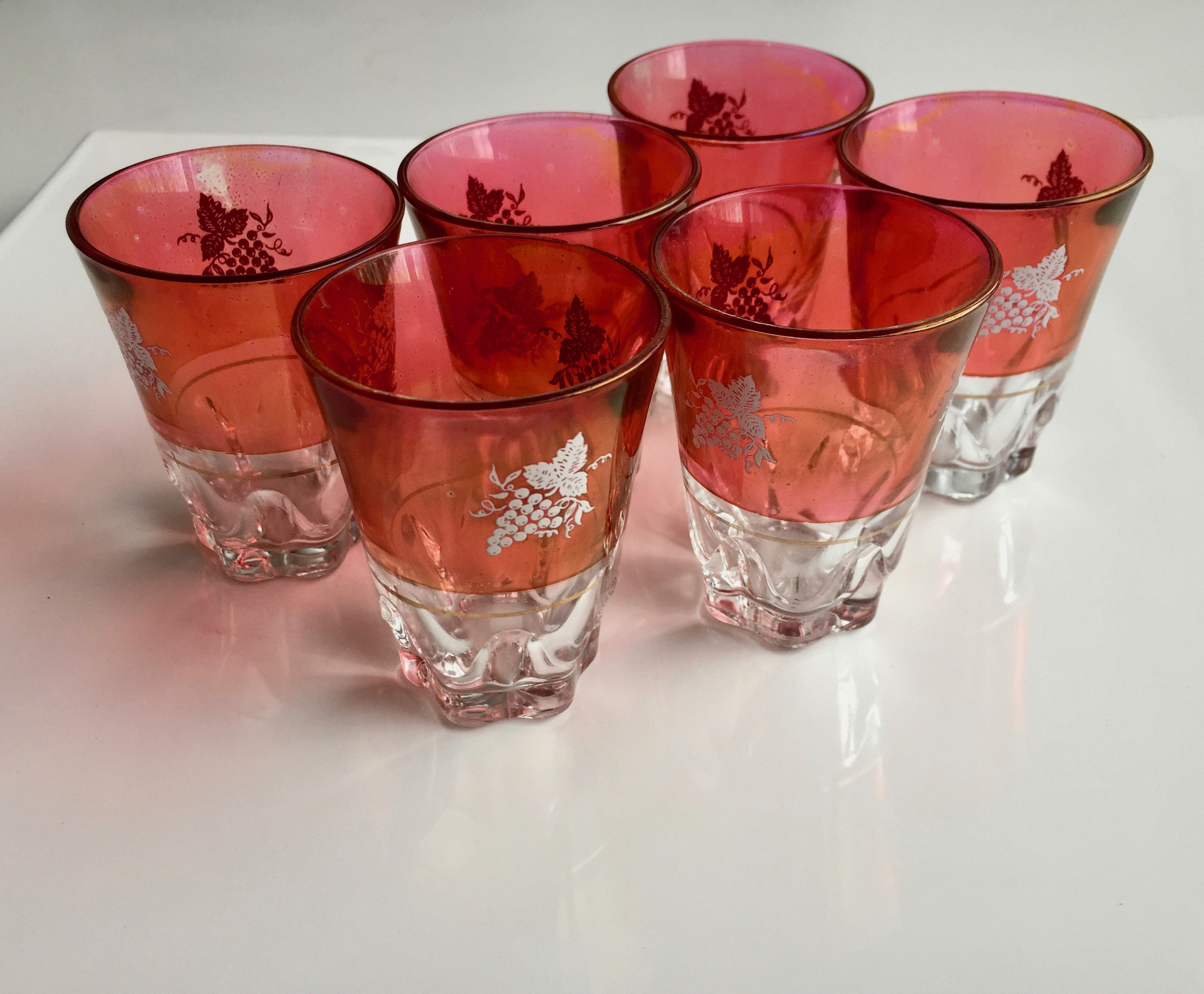 Vintage glasses Vintage set of 6 coloured shot glasses Etsy