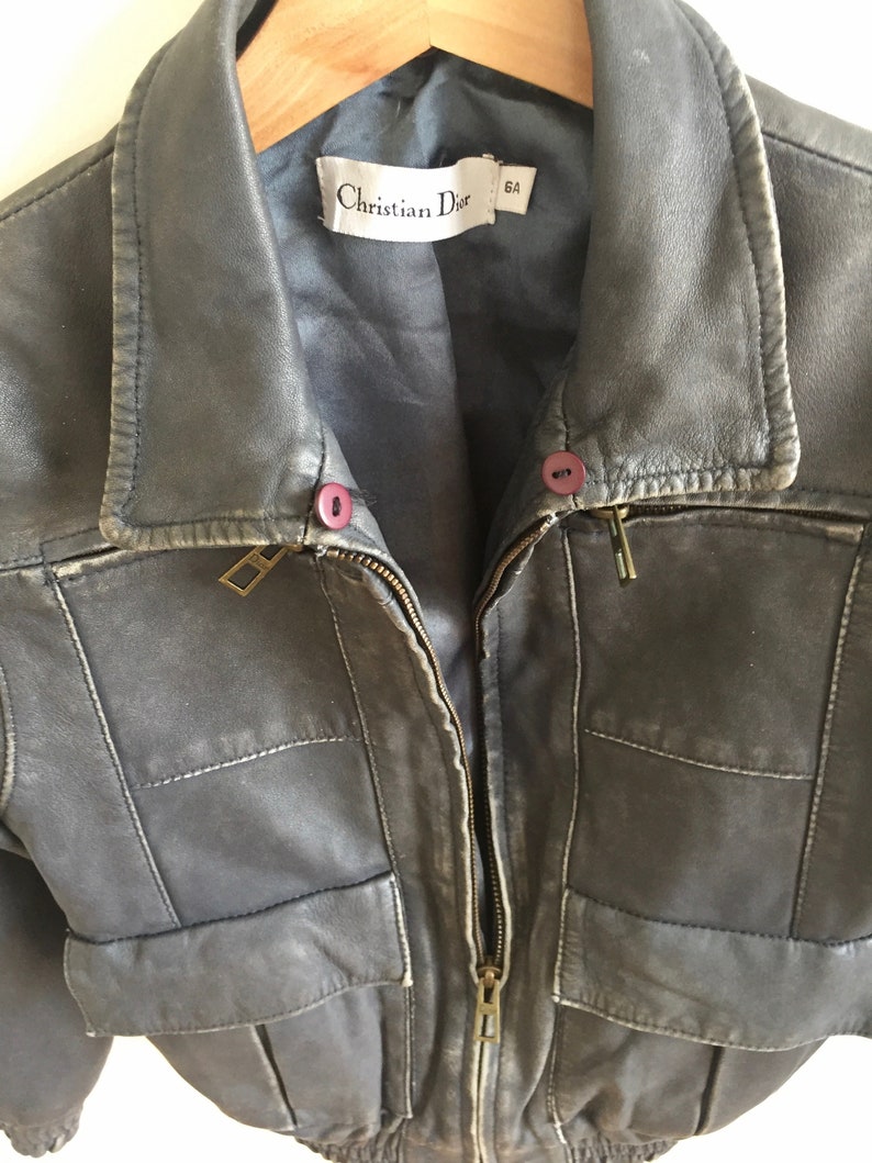 Retro style kids Christian Dior kids grey leather jacket Etsy