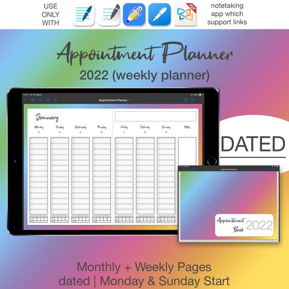 2022 dated digital appointment book planner beautician salon etsy