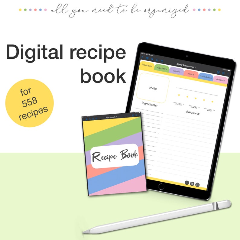 Digital Recipe Organizer Book Goodnote 5 Xodo Notability Etsy
