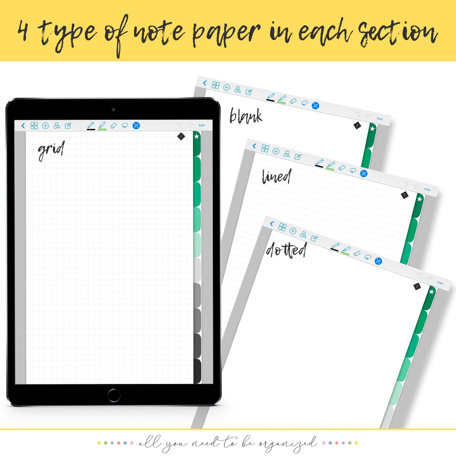 Hyperlinked tabbed digital notebook with tabs Digital Etsy