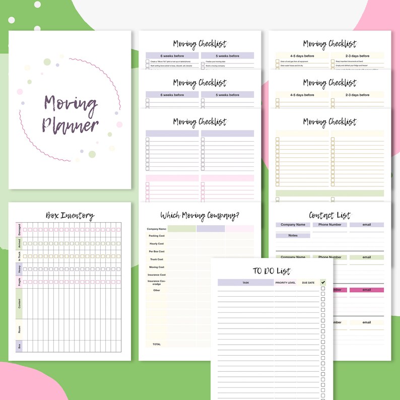 Moving Planner Hapy Planner Insert Moving Checklist A5 Etsy