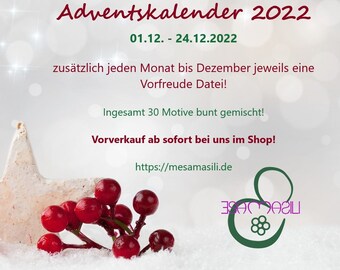 Mesamasili - Advent Calendar 2022 - 30 embroidery files for machine embroidery