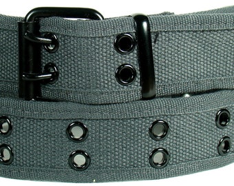 Camouflage Double Row Grommet Belt Sizes M L XL 2 Hole Canvas Web Stud Military Biker Punk Rock Goth Emo