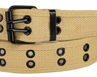 Camouflage Double Row Grommet Belt Sizes M L XL 2 Hole Canvas Web Stud Military Biker Punk Rock Goth Emo