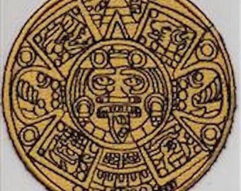 Azteca Aztec Calendar Patch White Chicano Art La Raza Aztlan Lowrider OG Homies