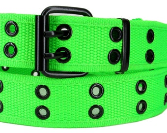 Camouflage Double Row Grommet Belt Sizes M L XL 2 Hole Canvas Web Stud Military Biker Punk Rock Goth Emo