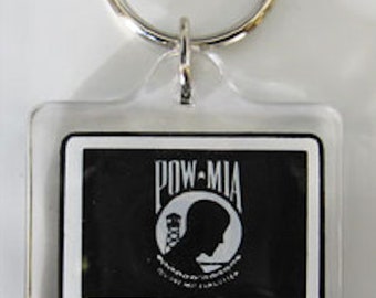 Black Embroidered Key Chain Fob POW/MIA 
