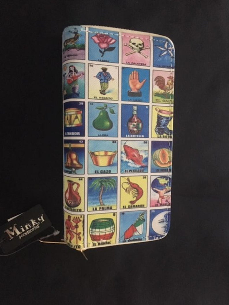 Loteria Wallet Women/'s Double Zipper Card Holder Clutch Coin Purse Mexico Bingo