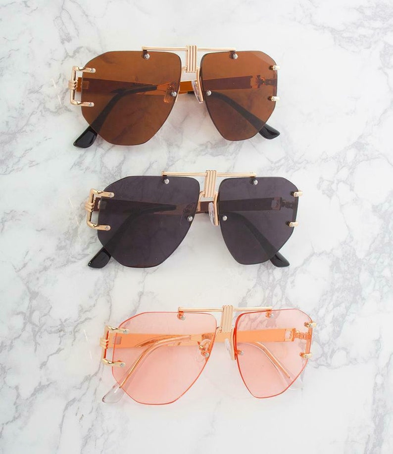 Aviator Sunglasses Rimless Metal Frame