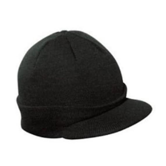 BLACK KNIT ACRYLIC JEEP SKULL BEANIE WINTER SKI VISOR BEANIE HAT CAP