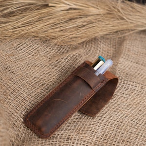 Personalized Pen Pouch, Genuine Leather Pen Holder, Leather Pencil Case, Handmade Pencil Case, Birthday gift, Christmas Gifts, Teacher Gifts