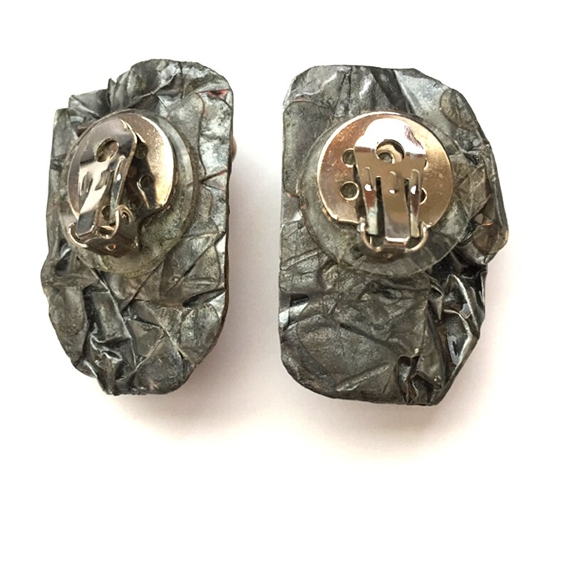 Vintage Paper Art Clip-on Earrings OOAK Rare