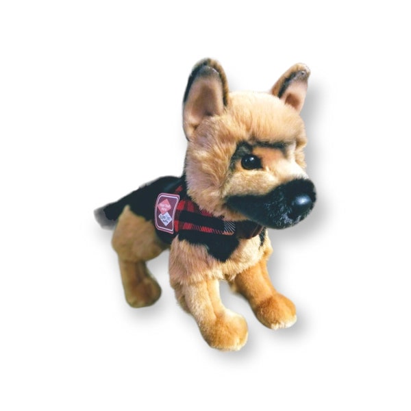 Emotional Support 16" German Shepherd Support Stuffed Animal,  with personalized Flannel Vest