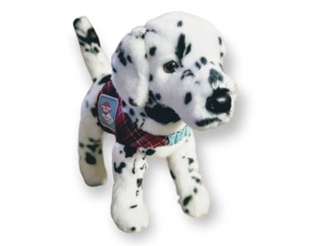 Emotional Support 16" Dalmatian Support Stuffie, with personalized flannel vest, stuffed dog,