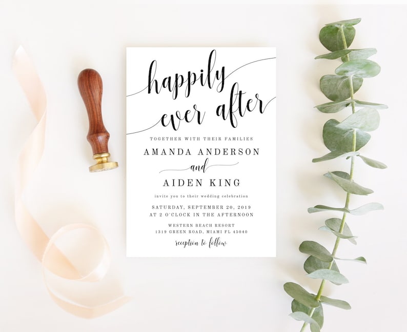 Happily ever after invitation template editable wedding | Etsy