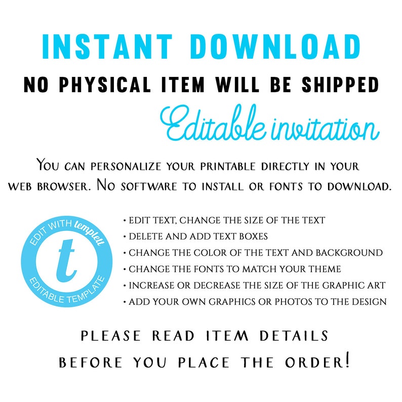 instant download rustic printable invitation templates Post wedding brunch invitation template editable wedding invitation templett