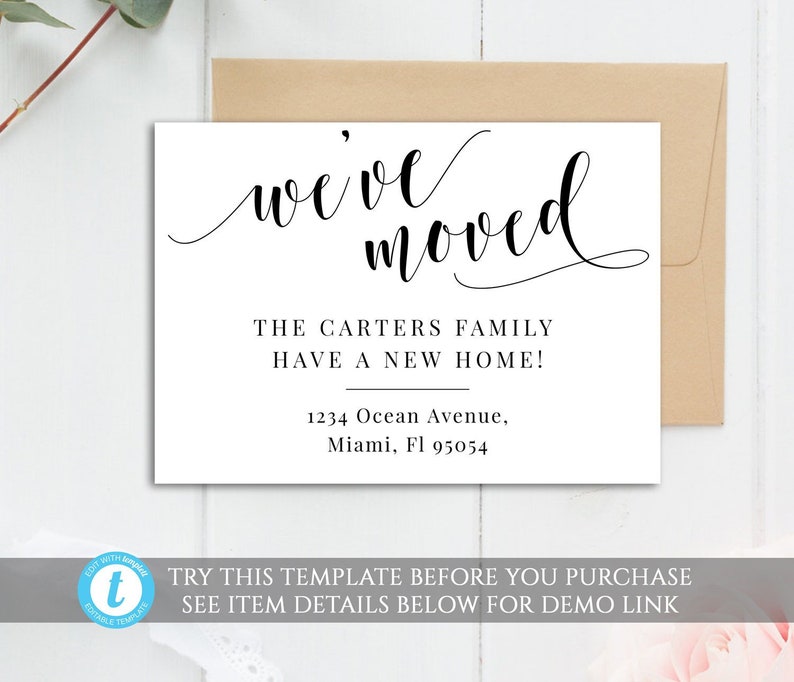 Printable Moving Card Editable We've Moved Card Template | Etsy