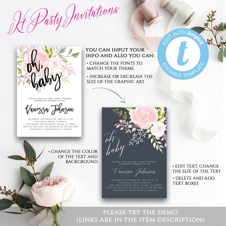 instant download rustic printable invitation templates Post wedding brunch invitation template editable wedding invitation templett