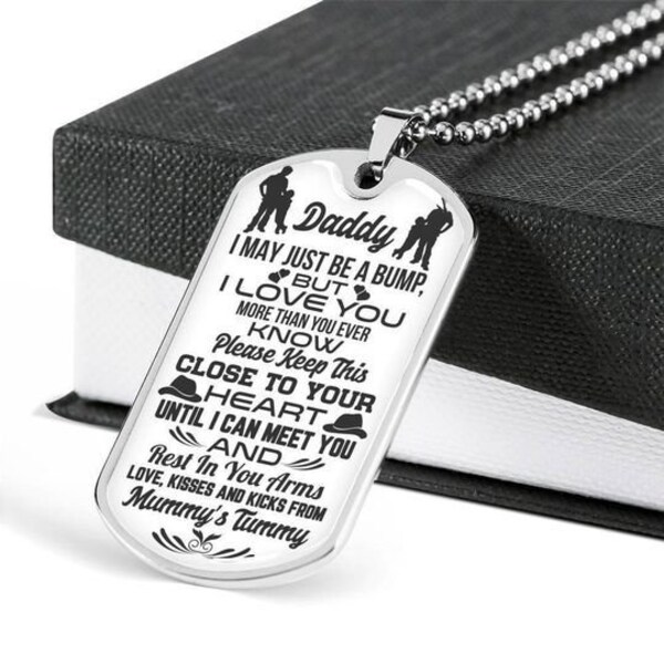 Family dog tag necklace daddy, rest in you arms love kisses and kicks from mummy's tummy, father's day gift, gift for dad, anniversary gift