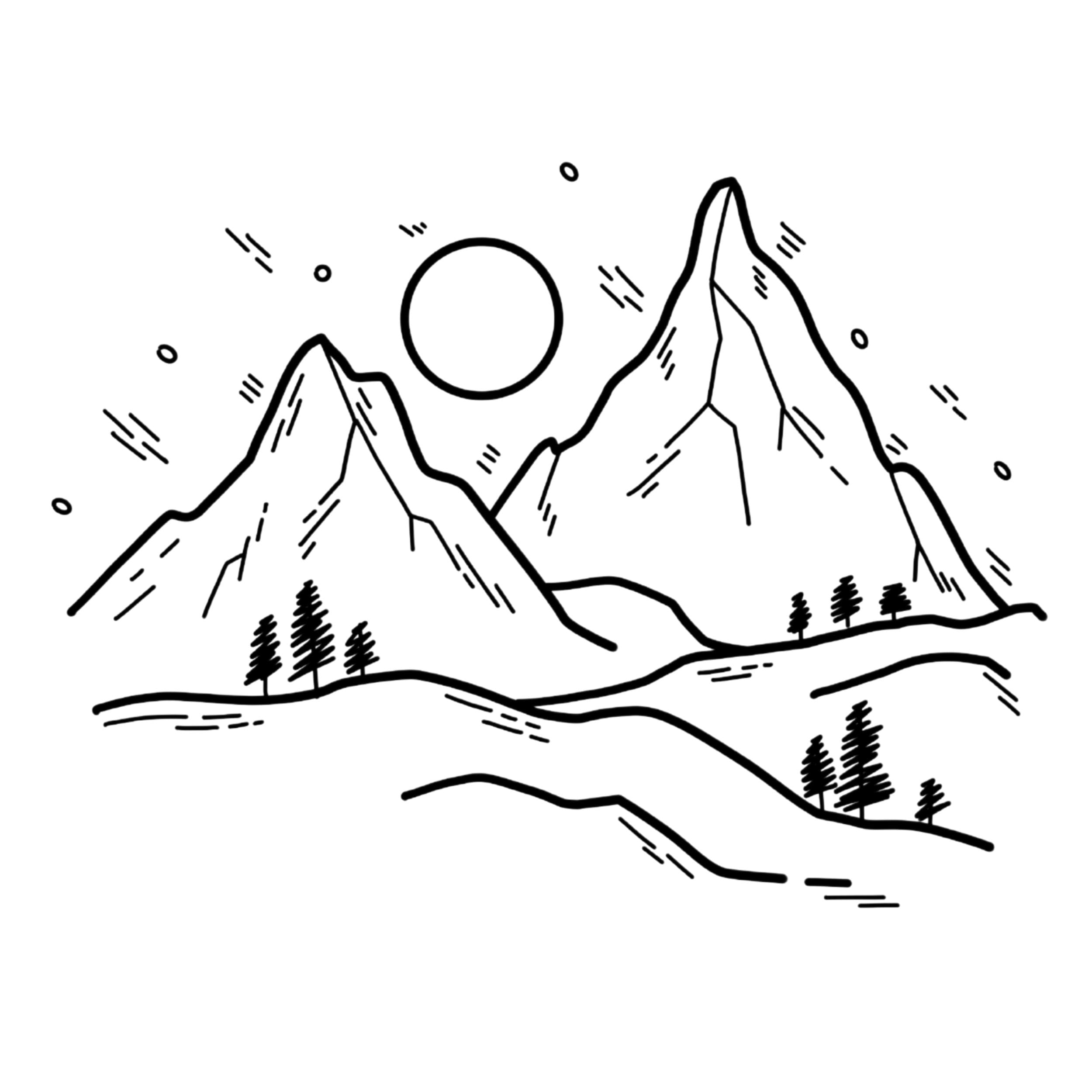 Mountain Line Art PNG clipart Small Project DIY Wall Digital Etsy