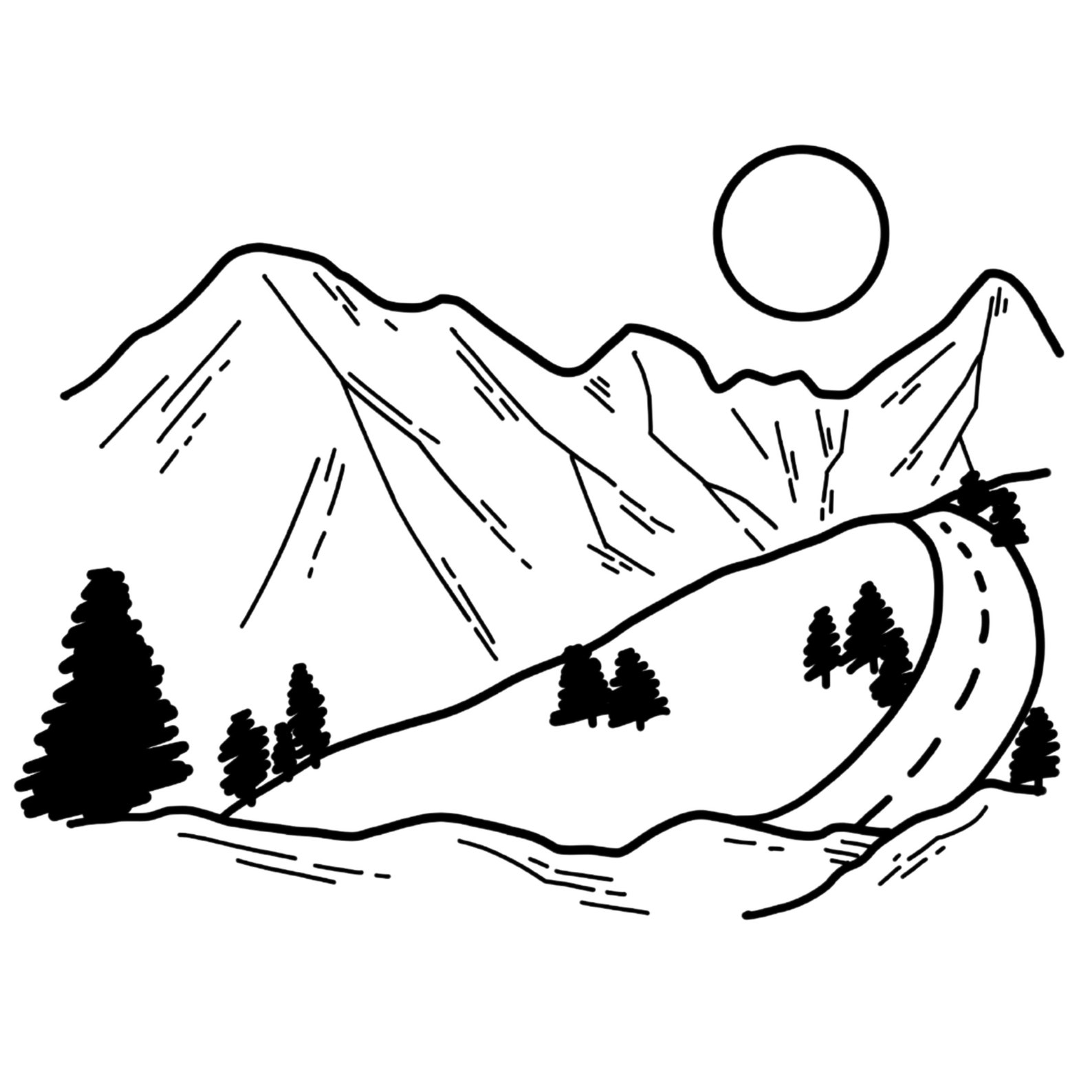 Mountain Line Art PNG clipart Small Project DIY Wall Digital | Etsy