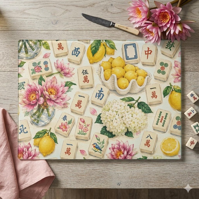 Kustcitron Mahjong Snack Brädspelskväll Charkuterifat Värdinnapresent Mahjongälskare Födelsedagspresentidé Mahjong Bordsdekoration Ostbricka bild 2