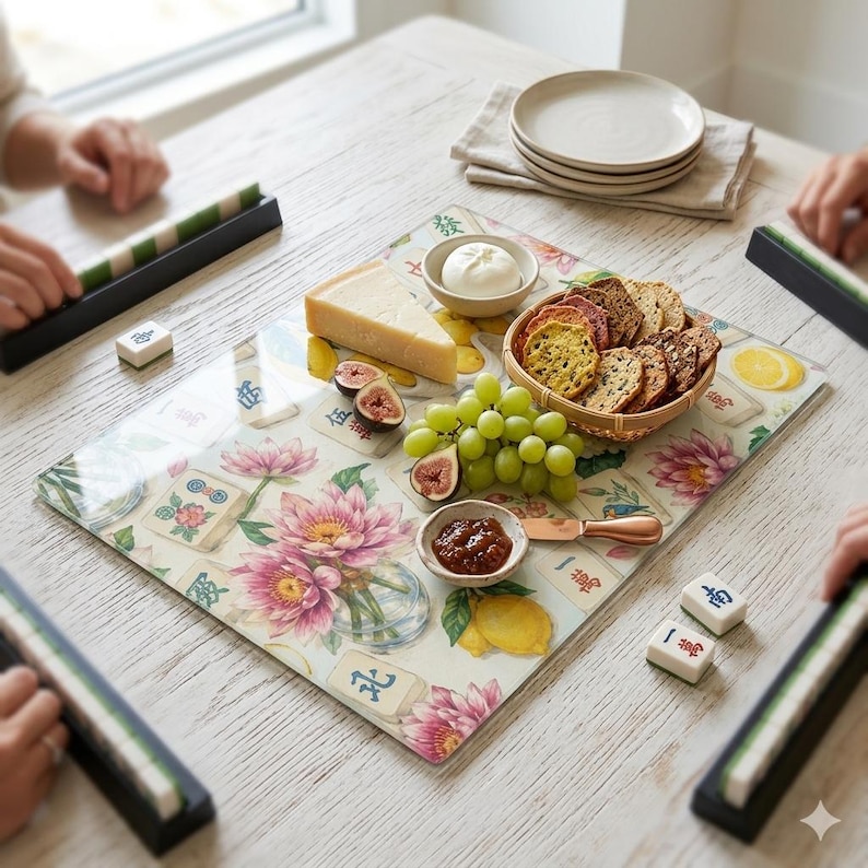 Kustcitron Mahjong Snack Brädspelskväll Charkuterifat Värdinnapresent Mahjongälskare Födelsedagspresentidé Mahjong Bordsdekoration Ostbricka bild 5