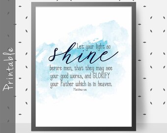 Let Your Light so Shine Before Men Bible Verse Printable | Etsy