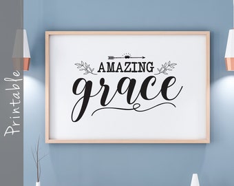Amazing Grace Printable Wall Art Christian Art | Etsy