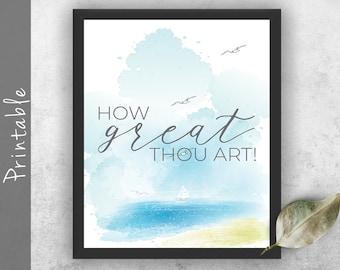 How Great Thou Art Christian Wall Art Hymn Sign Printable Wall Decor