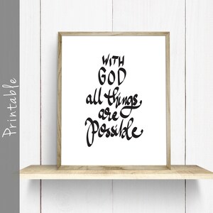 With God All Things Are Possible Christian Printable Matthew 19 26