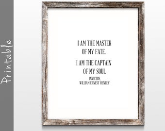 Invictus Poem Print, William Ernest Henley Quote (Digital Download)
