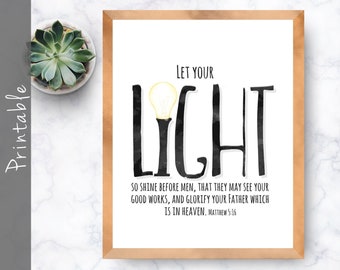 Let Your Light So Shine Before Men Bible Verse Printable Matthew 5 16