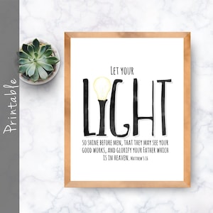 Let Your Light So Shine Before Men Bible Verse Printable Matthew 5 16