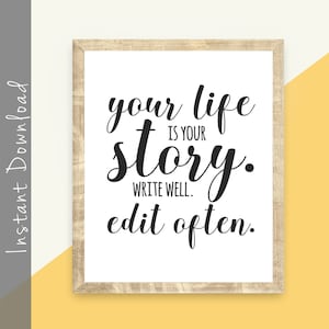 Your Life Is Your Story, Write Well, Edit Often Inspirational Quote