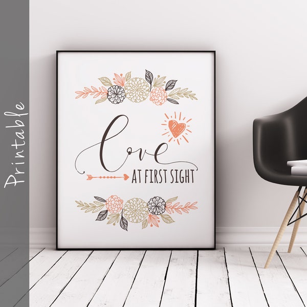 Love At First Sight Nursery Art Printable Baby Shower Gift