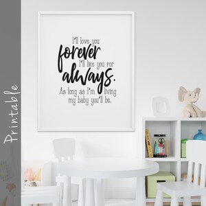I&#39;ll Love You Forever Printable, Nursery Wall Art, Baby Shower Gift, Nursery Decor, Baby Girl Nursery, Baby Boy Nursery