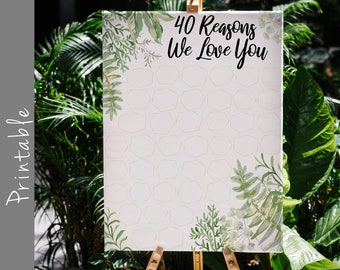 40 Reasons We Love You Printable | Birthday Anniversary Party (Digital Download)