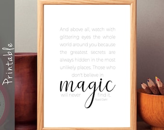 Roald Dahl Quote Art Print, Believe in Magic Nursery Decor (Digital Download)