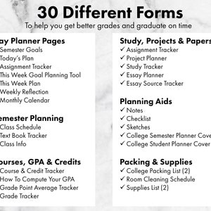 College Student Planner Printable Undated University Academic School ...