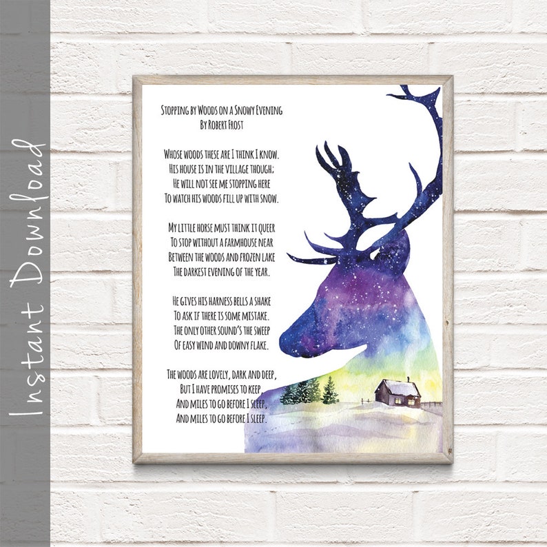 Robert Frost Poem Stopping by Woods on A Snowy Evening Etsy